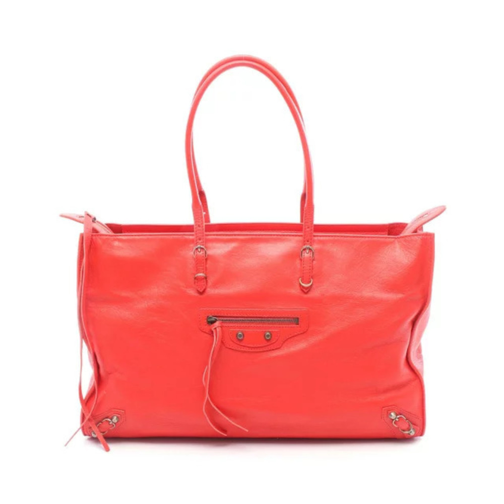 Balenciaga Paper Zip Tote Bag Leather Red